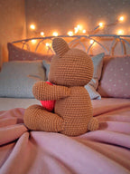 Love Bear - Crochet Teddy with Personalized Velvet Heart