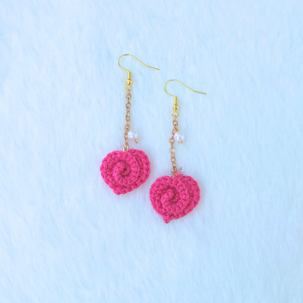 Sweet Hearts – Handmade Crochet Heart Earrings