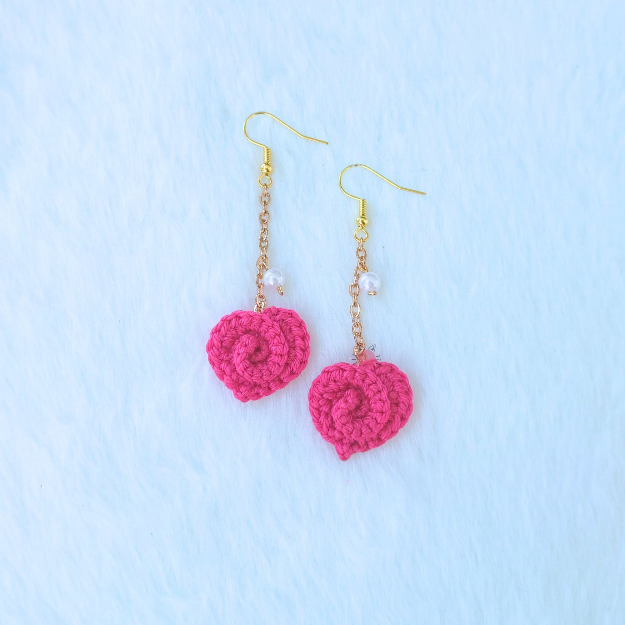 Sweet Hearts – Handmade Crochet Heart Earrings