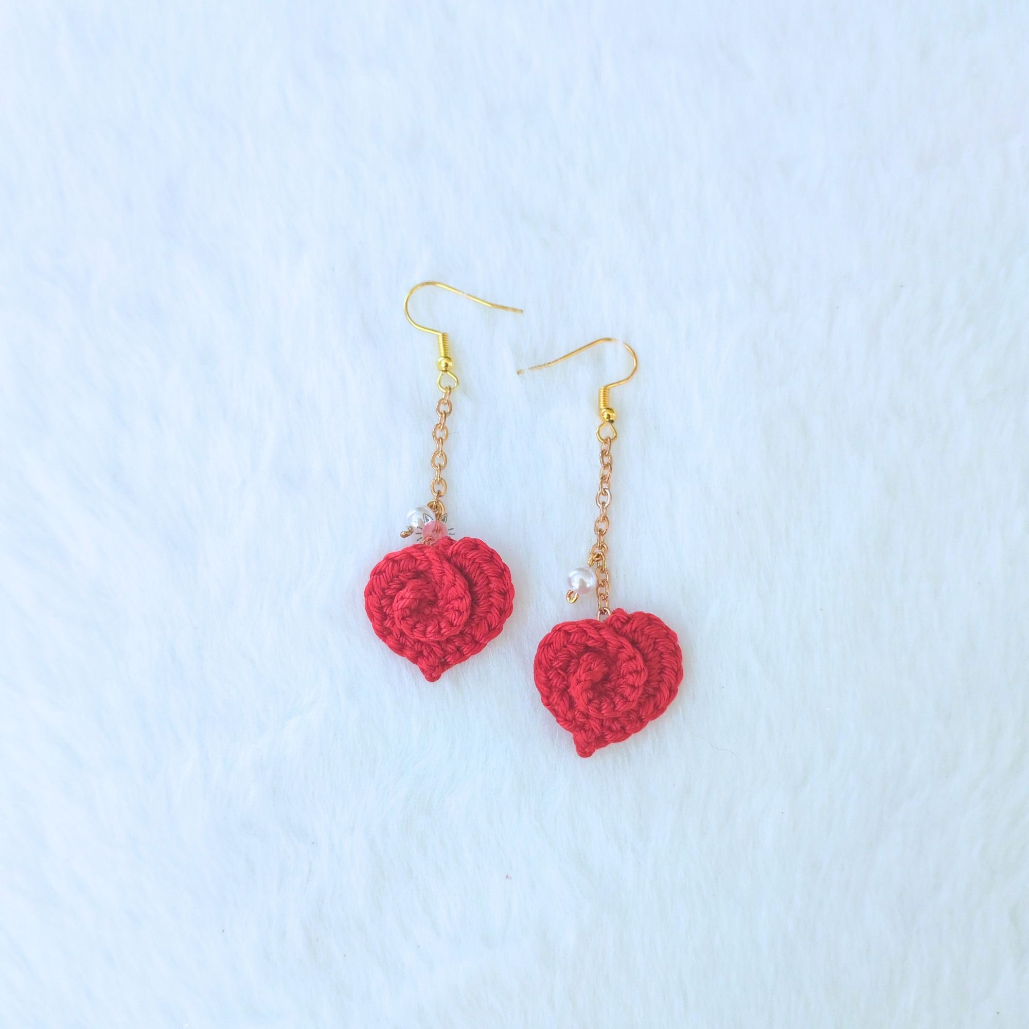 Sweet Hearts – Handmade Crochet Heart Earrings